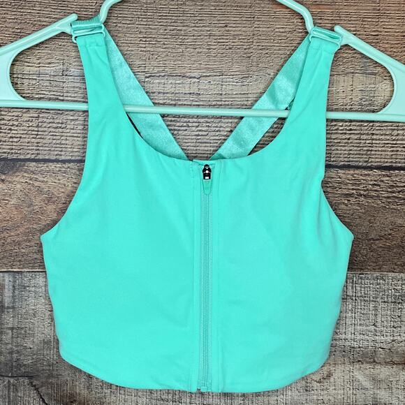 Gymshark Zip Front Sports Bra Cross Back Aqua Green Size XS - Picture 2 of 8